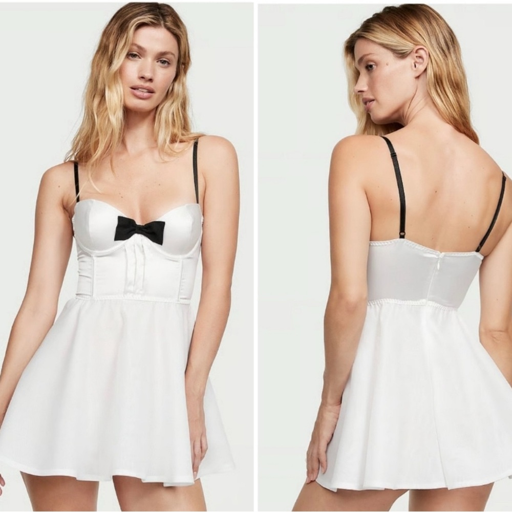 Victoria's Secret Bow Topped Bustier Slip Nightie - Very Bridal - NWOT Sz XXL